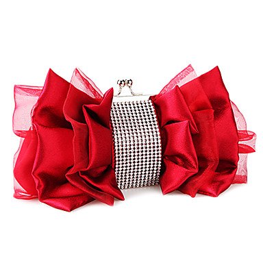 Women's Zipper Satin Evening Bag Fuchsia/Red/Almond