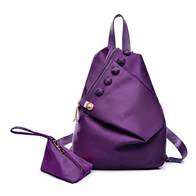 Handbag nylon backpack button purple, fuchsia, wine