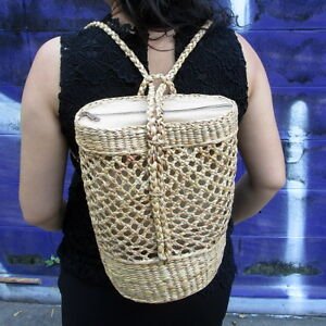 Woven straw bag, straw backpack backpack backpack summer beach