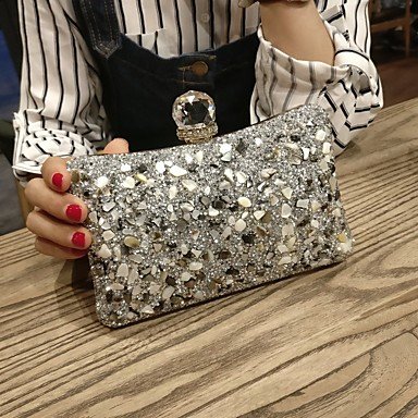 Ladies sequin PU clutch bag black / gold / silver