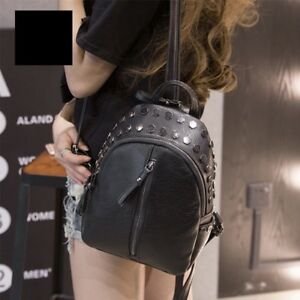 Women mini backpack small backpack shoulder bag zipper bag decorated with rivets