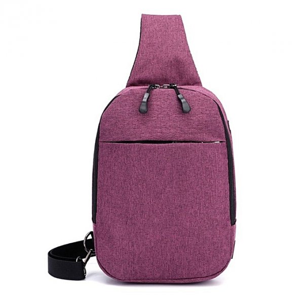 Men casual canvas shoulder bag chest strap messenger bag purple back bags