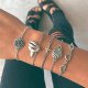 Female layered bracelets, crosses, unique heart-shaped design, punk, casual, sporty silver bracelet out birthday