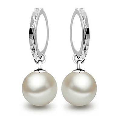 Woman pearl earrings earrings, pearls, sterling silver ball slim, elegant, pearl white bride, screen colors wedding gift