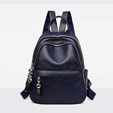 Women bag backpack zipper solid color blue , black , red