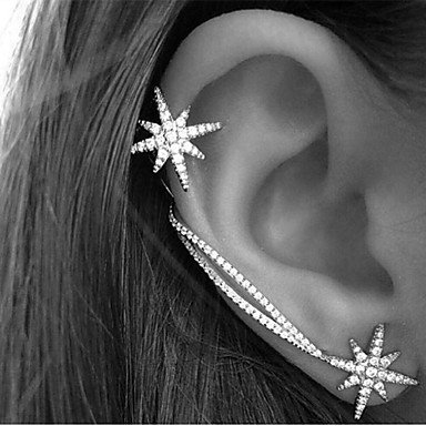 Women crystal ear hoop earrings ear mountaineering, drilling star retro, party, work color