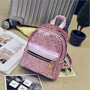 Women bag backpack zipper blush pink , purple , silver