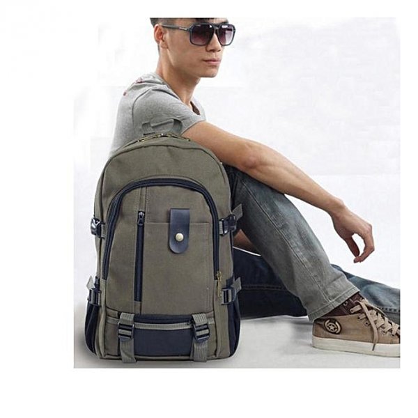 Men fashion minimalist canvas backpack schoolbag