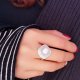 Women freshwater pearl ring geometry, silver, Silver, classic, stylish, elegant jewelry, gifts adjustable