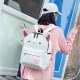 Handbag canvas backpack zipper white , pink blush