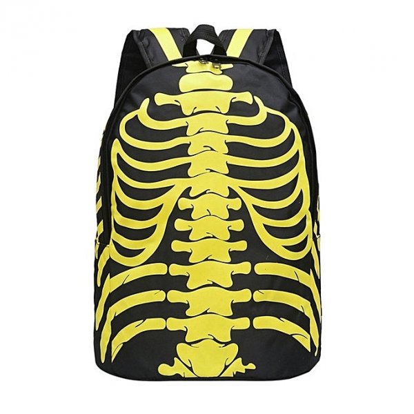 Large capacity casual style luminous skull print shoulder bag backpack