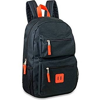 Multi-Pocket Backpack Black & Vibrant Orange