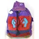 Drawstring red + purple backpack, shoulder bag