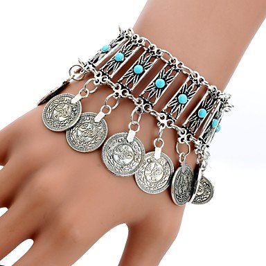 Women Crystal tassel charm bracelet, turquoise, tassels, silver bracelet everyday casual