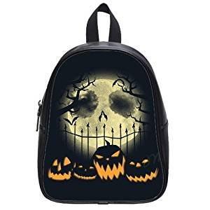 From The Nightmare Before Christmas movie full moon and pumpkin printing bag backpack for short trips PU leather large