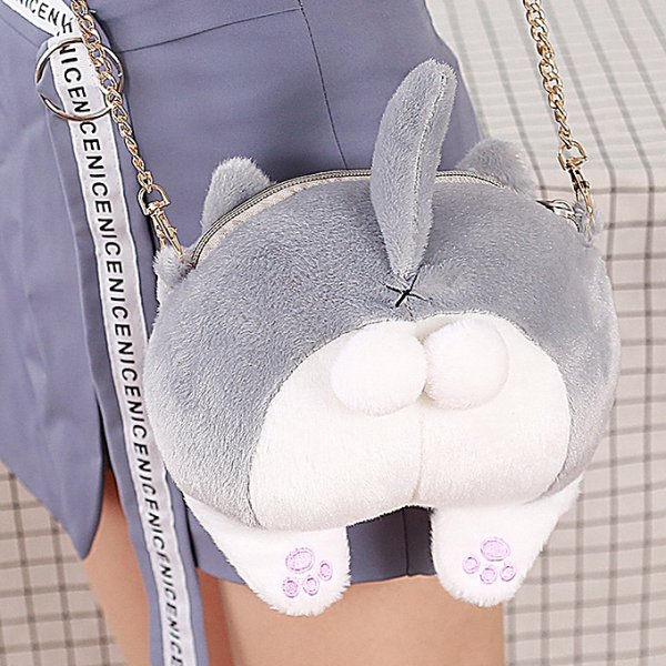 Creative cute cat tail docking plush handbag Messenger shoulder bag wallet