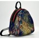 Women embroidered peacock blue backpack shoulder bag small rucksack