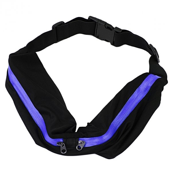 Double zipper outdoor sports fitness running jogging Belt Bag Blue