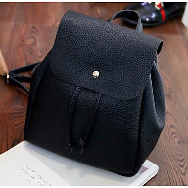 Women Bags Nylon , black leather backpack geometry button