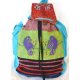 Turquoise, bird cotton drawstring bag, backpack