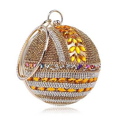 Women's Crystal Polyester/Alloy Evening Rhinestone Crystal Evening Bag Gold/Silver/Red/Autumn and Winter