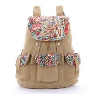 Fashion vintage floral print canvas backpack travel backpack