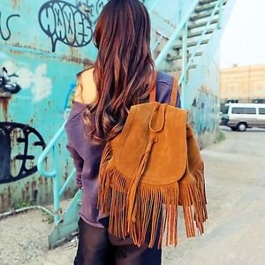 Red wine, dark brown tassel backpack