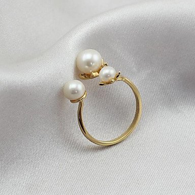 Women freshwater pearl ring, stainless steel, electroplating, Silver, simple, fashion jewelry as gifts adjustable