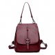 Women bag backpack zipper, solid dark blue, purple, wine