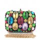 Women's Crystal Polyester Evening Bag Flower Black/Crimson Pink/Rainbow