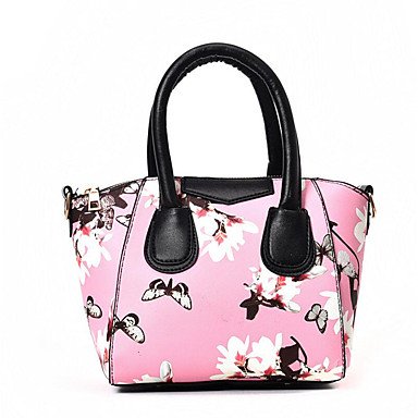 Women bag handbag pattern, print black, pink blush, brown