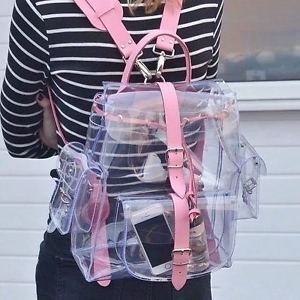 Transparent plastic waterproof backpack school shoulder bags