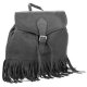 Black Drawstring backpack bag buckle flip tassels