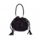 Women bag handbag synthetic tassels black, purple