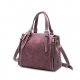 Handbag leather handbag button gray, purple, brown