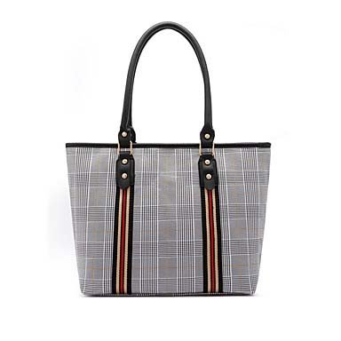 Women's PU Tote Bag Stripe Black/Brown/Red/Autumn; Winter