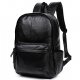 Neutral solid black smooth leather backpack