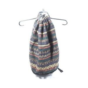 Black Knit drawstring backpack, cotton lining