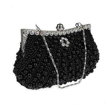 Women's beads / crystal / pearl satin evening bag rhinestone crystal evening bag white / black / beige / wedding bag / wedding b