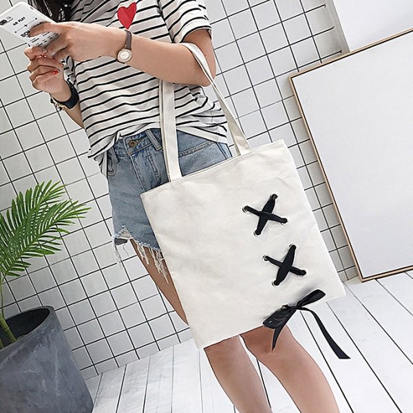 Women casual canvas bag female shoulder straps