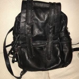 Black leather backpack