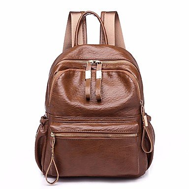 Women bag backpack zipper black, camel