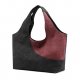 Women's canvas tote bag contrast color wine / gray / coffee