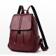 Large capacity PU zipper commuter backpack solid color daily black / red / purple / autumn; winter