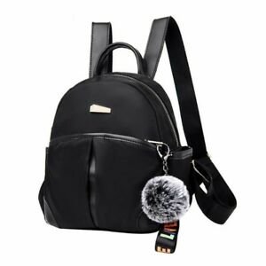 Small backpack nylon zipper with hair ball keychain